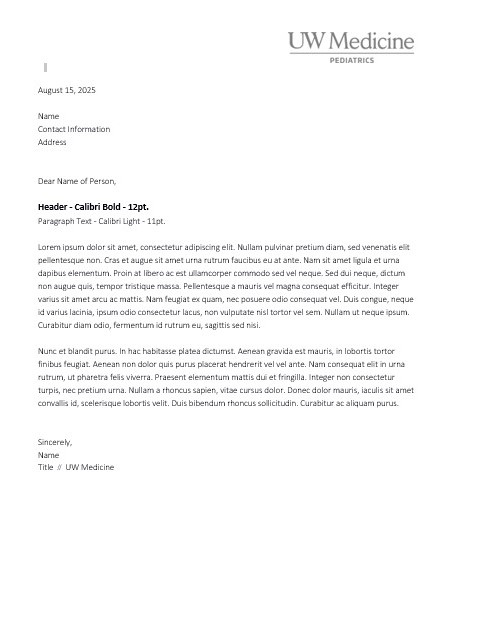 UW Medicine Letterhead